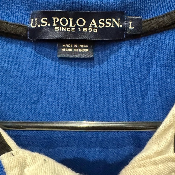 U.S. Polo Assn. Blue Black Striped Polo Shirt -1990 LARGE - Picture 4 of 4
